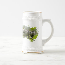 Heartwärming Niedlich Bushtits Songbirds Family Fo Bierglas