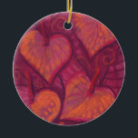 Hearty Flowers, floral hearts, pink, red & orange Keramikornament<br><div class="desc">Floral motif, whimsical abstract flowers (stylized calla) reminding hearts, pink, red, ruby and orange colors. Lovely gift for a girl or a woman, fits perfectly for the Valentine’s day or just as a sign of love. Pastel painting, soft pastels on paper, 2017 © Clipso-Callipso / Julia Khoroshikh All rights reserved....</div>