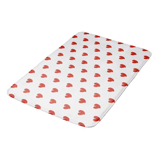 Hearty Hearts - Red and White - Badematte (Schrägansicht)