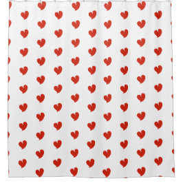 Hearty Hearts - Red and White - Duschvorhang