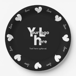 Hearty Hearts White and Black-Custom Text and Logo Pappteller