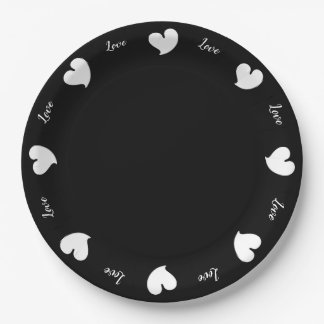 Hearty Hearts White and Black - Custom Text Pappteller