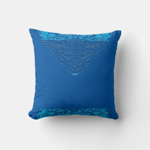 Hearty Party Cobalt Blue und Türkis Damask Herz Kissen
