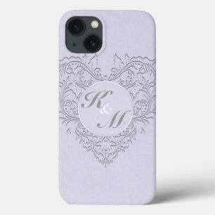 HeartyChic Lavender Leinen Damask Herz Case-Mate iPhone Hülle