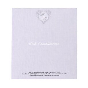 HeartyChic Lavender Leinen Damask Herz Notizblock