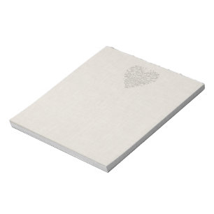 HeartyChic Natural linen Damask Herz Notizblock