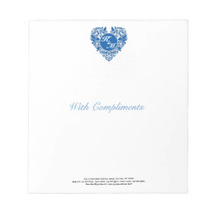HeartyParty Blue and white Damask Heart Notizblock