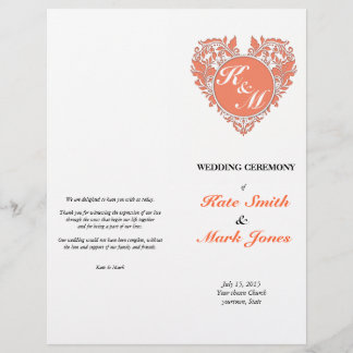 HeartyParty Coral & White Damask Herz