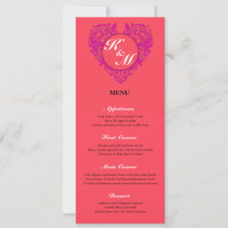 HeartyParty Himbeere und Magenta Damask Herz Einladung
