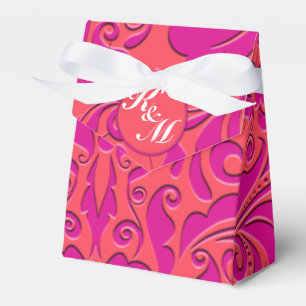 HeartyParty Himbeere und Magenta Damask Herz Geschenkschachtel