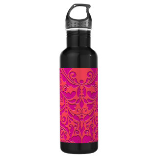 HeartyParty Himbeere und Magenta Damask Herz Trinkflasche