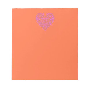 HeartyParty - Orange und rosa Damaske Herz Notizblock