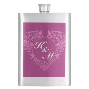 HeartyParty - Rosa und Kirsche Damaskus Herz Flachmann