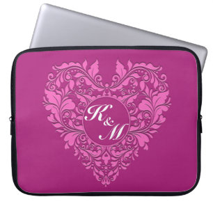 HeartyParty - Rosa und Kirsche Damaskus Herz Laptopschutzhülle
