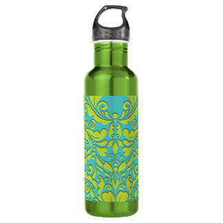 HeartyParty Türkis und Limon Damask Herz Trinkflasche
