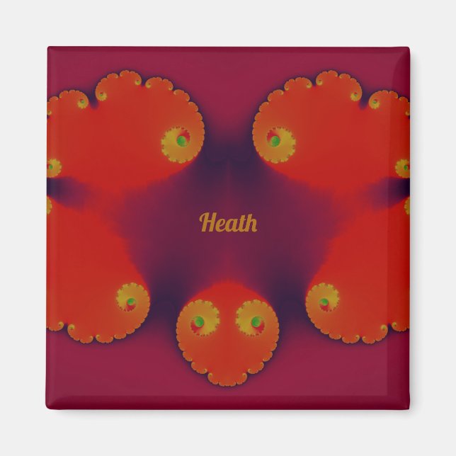 HEATH ~ Red Scarlet Blue and Yellow Pattern ~ Magnet (Vorne)