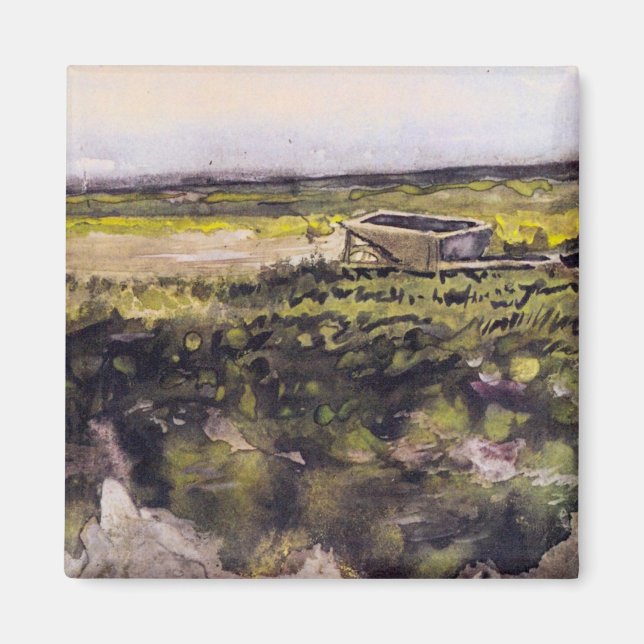 Heath with Wheelbarrow by Vincent van Gogh Magnet (Vorne)