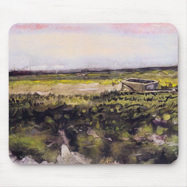 Heath with Wheelbarrow by Vincent van Gogh Mousepad (Vorne)