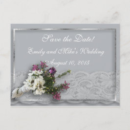 Heather and Lace Save the Date Postcard Ankündigungspostkarte