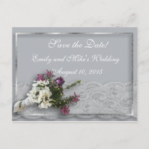Heather and Lace Save the Date Postcard Ankündigungspostkarte