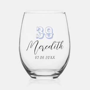 Heather Birthday Number   Schwarzes Datum Weinglas Ohne Stiel