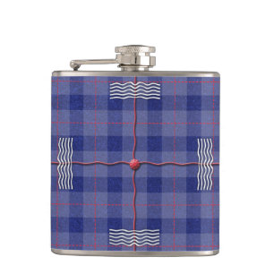 Heather Blue Kariert Flachmann