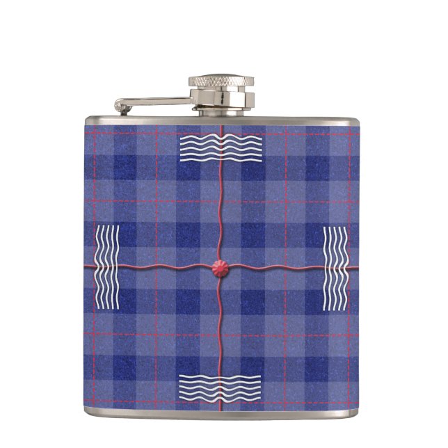 Heather Blue Kariert Flachmann (Vorderseite)