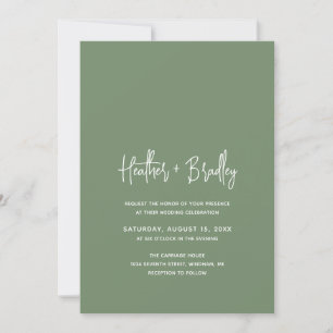 Heather Elegant Sage Green Minimal Moderne Hochzei Einladung