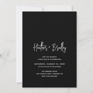 Heather Elegante Black Modern Engagement Party Einladung
