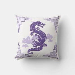 Heather Lila Chinoiserie Dragon and Clouds Kissen