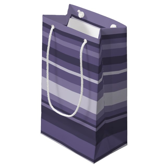 Heather lila Streifen Kleine Geschenktüte (Vorderseite Schrägansicht)