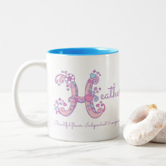 Heather name meaning monogram H personalized mug Zweifarbige Tasse