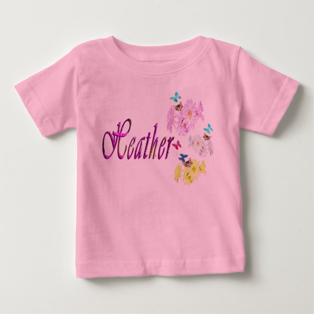 Heather, Name, mit Kätzchen, Baby T-shirt (Vorderseite)