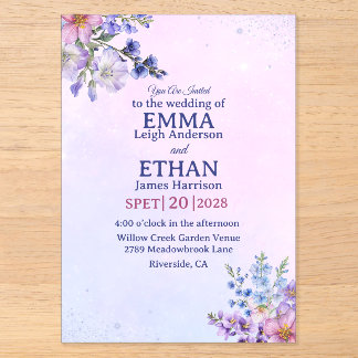 heather periwinkle plum lavender blue Wedding  Acryleinladungen