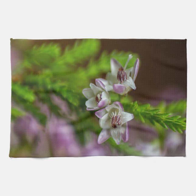 Heather Spring Blume immergrün blühen lila weiß Geschirrtuch (Horizontal)