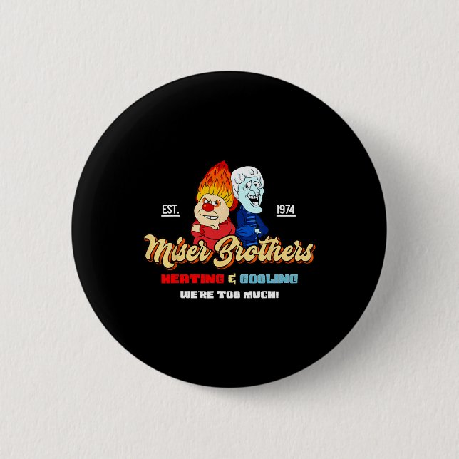 Heating And Cooling Brothers Christmas Retro  Button (Vorderseite)