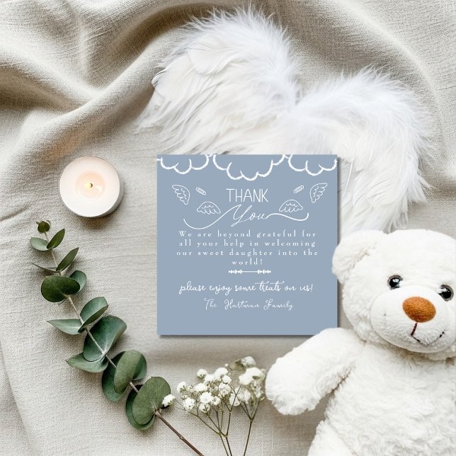 Heaven blue baby Labor & Delivery NICU Hospital  Dankeskarte (Heaven blue baby Labor & Delivery NICU Hospital Thank You Card)
