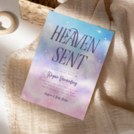 Heaven envoyé Pink Sky Baby shower Invitation