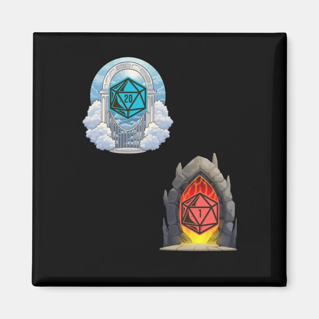 Heaven Hell D20 Fortune Unfortune Sticker Magnet (Vorne)