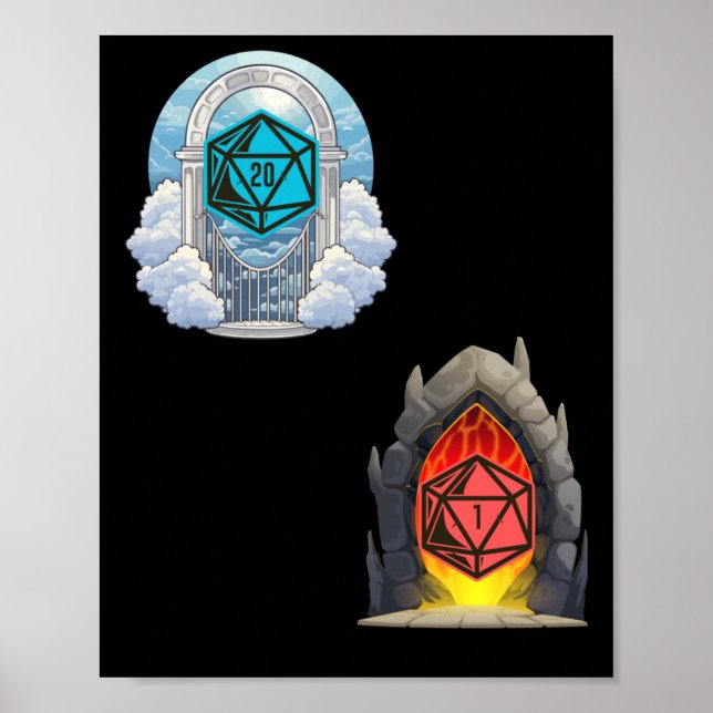 Heaven Hell D20 Fortune Unfortune Sticker Poster (Vorne)