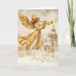 Heaven Nature Sing Gold Angel Christian Christmas Feiertagskarte