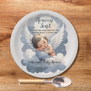 Heaven schickte Angel Baby in Clouds Babydusche Pappteller