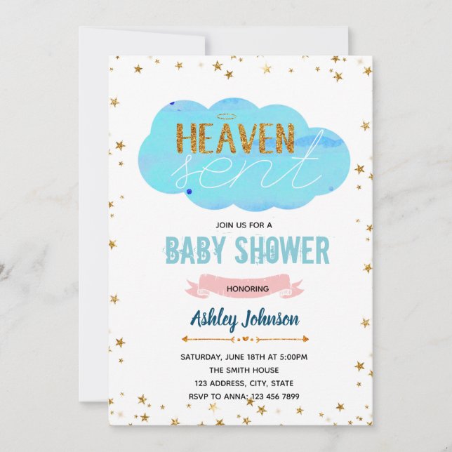 Heaven schickte Baby Dusche Einladung (Vorderseite)