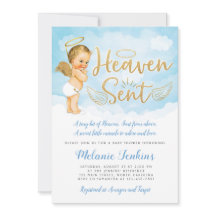 Heaven Sent Angel Boy Baby Dusche Einladung
