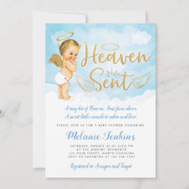 Heaven Sent Angel Boy Baby Dusche Einladung