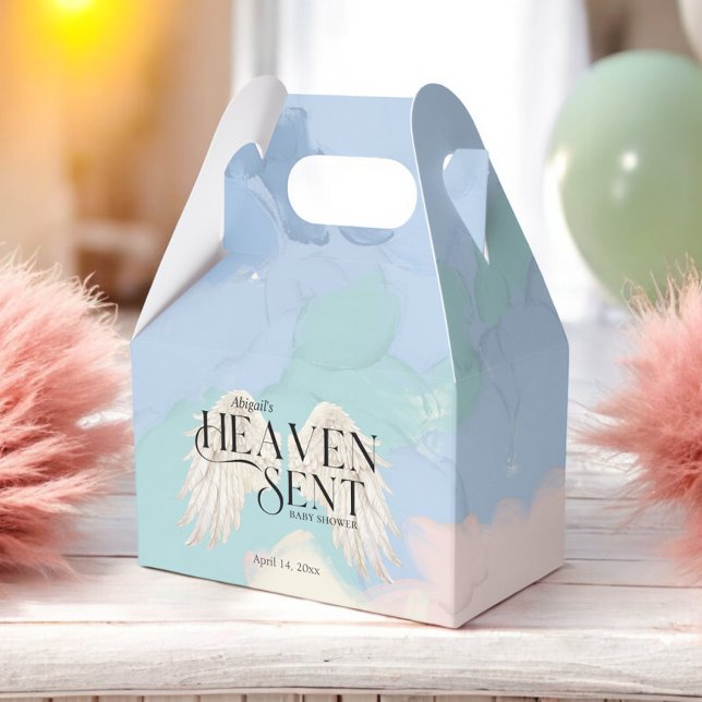 Heaven Sent Angel Wings Pastel Baby Dusche Geschenkschachtel (Von Creator hochgeladen)