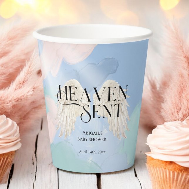 Heaven Sent Angel Wings Pastel Baby Dusche Pappbecher (Von Creator hochgeladen)