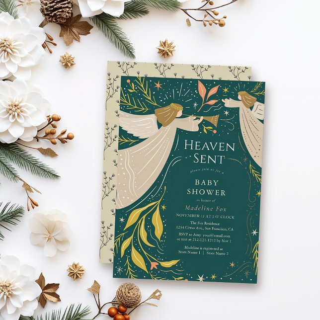 Heaven Sent Angels Navy Blue Baby Dusche Einladung (Von Creator hochgeladen)