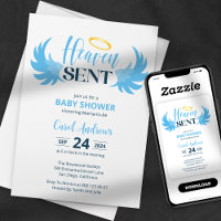 Heaven Sent Blue Angel Wings Baby Dusche