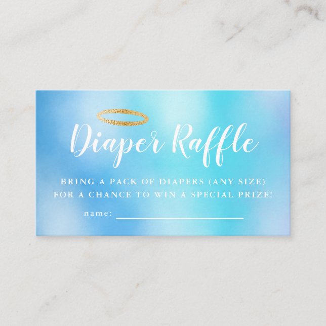 Heaven Sent Blue Baby Dusche Windeln Raffle Ticket Begleitkarte (Vorderseite)